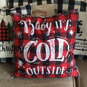 New buffalo plaid Baby it’s cold outside Christmas cotton pillow cover